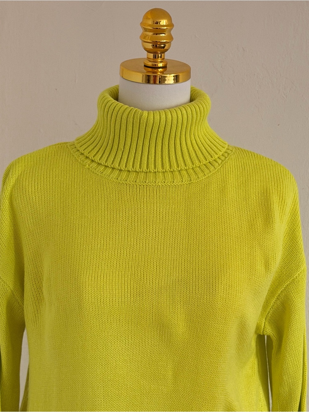 Asymmetrical Turtleneck Sweater Dress in Neon Yellow